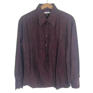 Versace Men's Alligator Print Maroon Long Sleeved Button Up Size 44 x 17 1/2